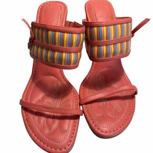 Diesel Vintage Leather Coral and Multicolor Women's Sandals Sz 8.5